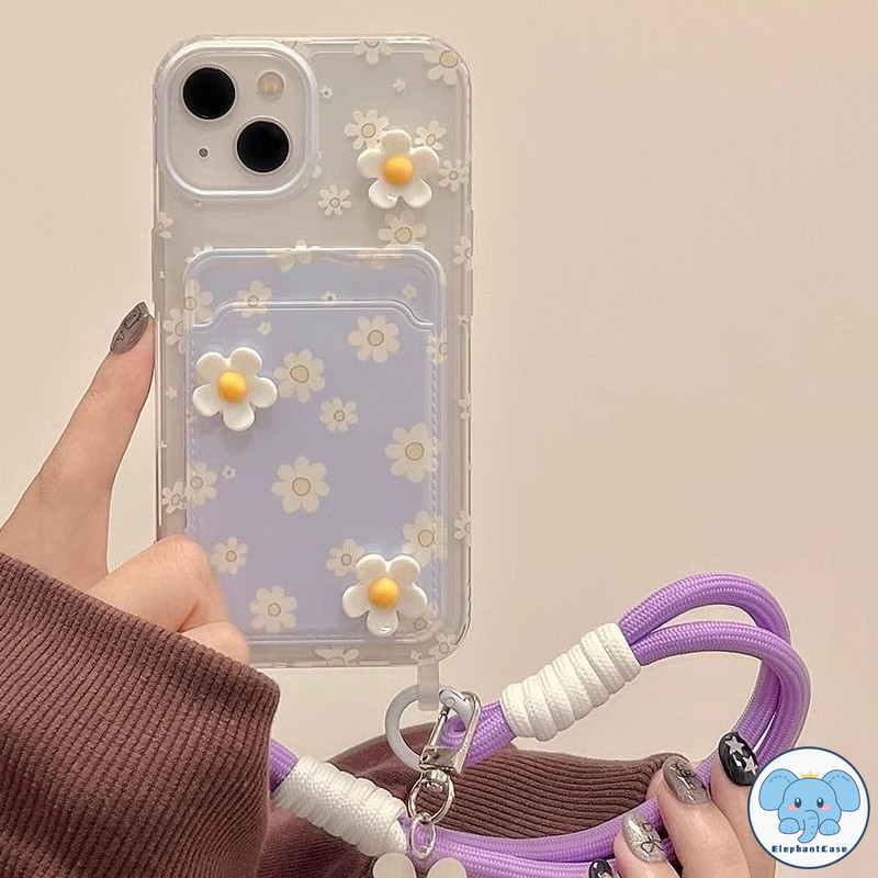 ดอกไม้สีม่วงหวานกล่องใส่บัตรเข้ากันได้กับ IPhone 16 11 13 7Plus XR X XS Max 14 12 15 Pro Max 16 8 14 7 15 Plus SE 2020
