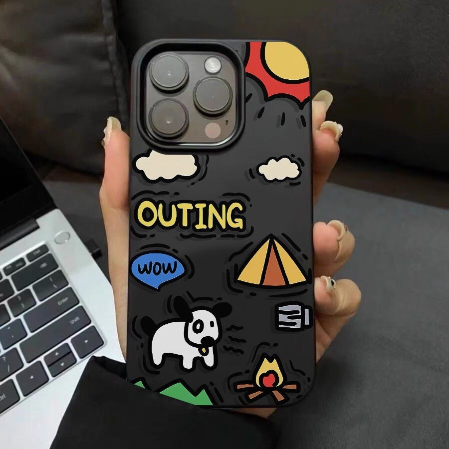 จัดส่งทันที เคสไอโฟน11 12 13 14 15 Pro Max ซิลิโคนน้องหมาน่ารักออกนอกบ้าน Case For iPhone 11,12,13,14,15PM,14PM