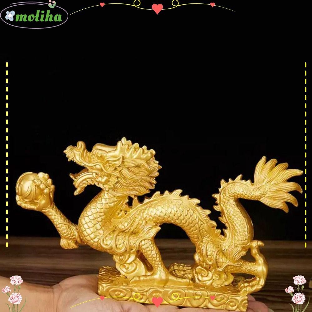 Moliha ฟิกเกอร์เรซิ่น รูปปั้นมังกรนําโชค สไตล์จีน สําหรับตกแต่งบ้าน