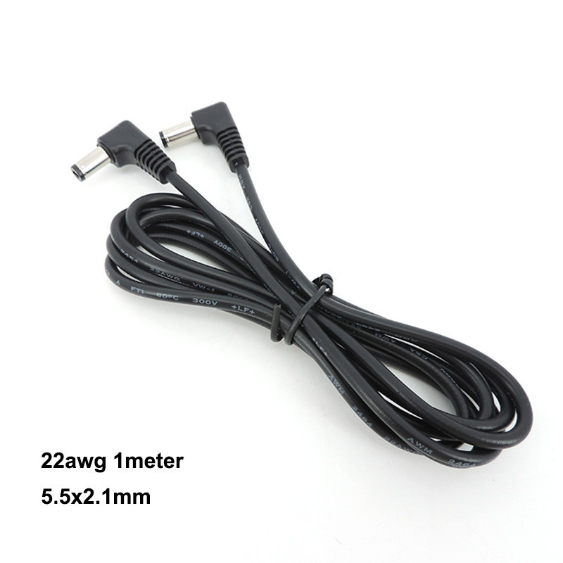 1m DC ชายกับชายปลั๊ก L-รูป 5.5X2.1 มม. 5.5*2.1 ชาย 90 มุมขวาแจ็คขยายสายไฟสาย 22AWG 3A THH1