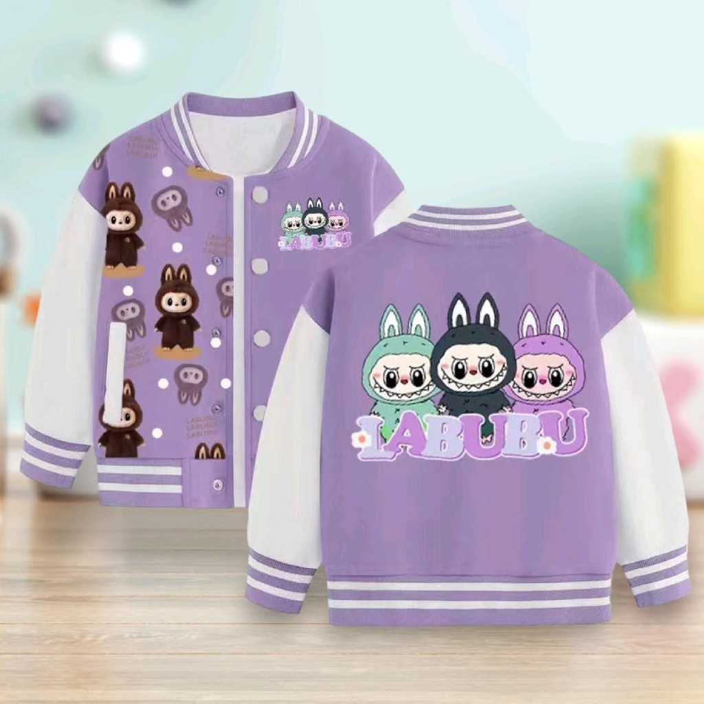 kingเสื้อคลุมแจ็คเก็ตเด็กทรงเบสบอล แต่งกระเป๋าหน้าลายสุดฮิต