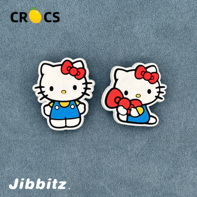 9 ชิ้น\set Jibbitz Crocs Charm เข็มขัดหัวเข็มขัดอุปกรณ์ตกแต่งรองเท้าน่ารัก Hello Kitty Cat