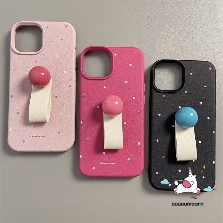 ผิวรู้สึกหนังเนื้อจุดสีที่เรียบง่าย 3D ตุ๊กตาบอลนุ่มสําหรับ IPhone 13 15 16 14 11 12 17 Pro Max 16 14 15 Plus X XR XS Max Air 12 11 Pro การ์ตูน Macaron กรณี
