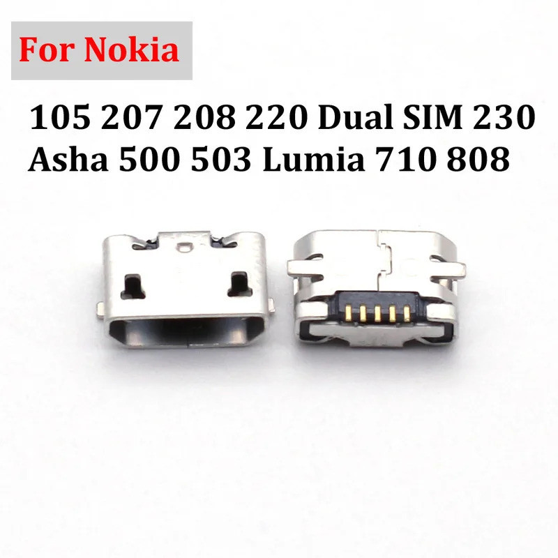 5-50 ชิ้น Dock Micro Plug USB ชาร์จ Charger Pin Dock พอร์ตสําหรับ Nokia 105 207 208 220 Dual SIM 230 Asha 500 503 Lumia 710 808 ชาร์จ Pin Dock Connector
