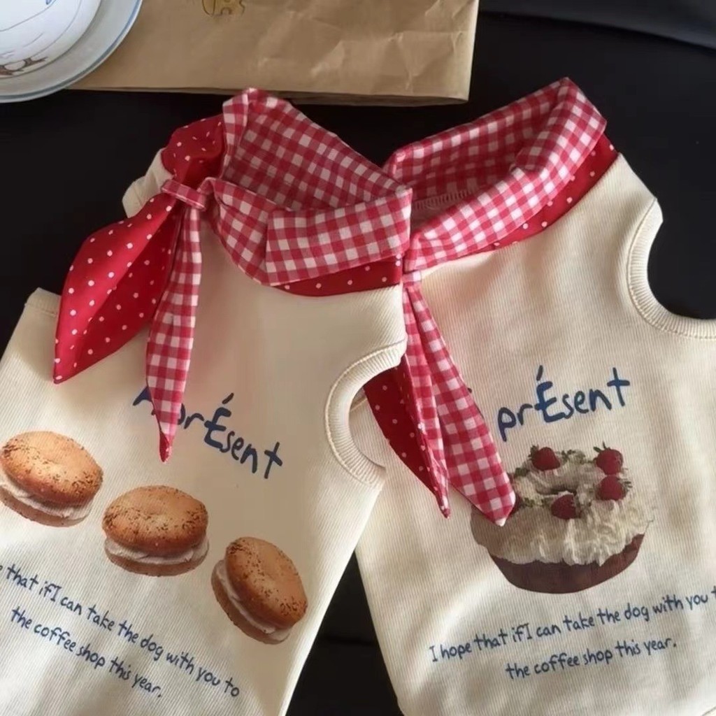 เสื้อผ้าสุนัข Yorkshire Teddy สัตว์เลี้ยงเสื้อกั๊กน่ารักพิมพ์ Shih Tzu เสื้อผ้าสุนัขฤดูร้อนบางสัตว์เลี้ยงเครื่องแต่งกายลูกสุนัขวันเกิดเครื่องแต่งกายสําหรับแมว