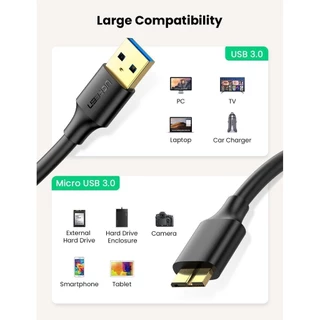 UGREEN รุ่น US130 สายเคเบิ้ล USB3.0 to Micro-B3.0 Gold-plated ความยาวสาย 0.25-2 เมตร