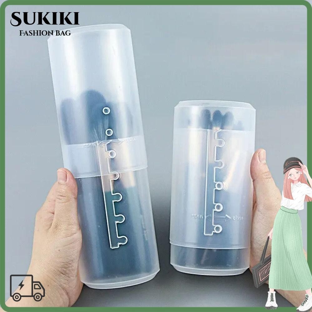 ที่ใส่แปรงแต่งหน้า ซูกิกิ, โปร่งใสพร้อมฝาปิดกล่องแป้งกันฝุ่น, เดสก์ท็อปแบบพกพาปรับความสูงได้กล่องใส่เครื่องเขียนแบบยืดหดได้