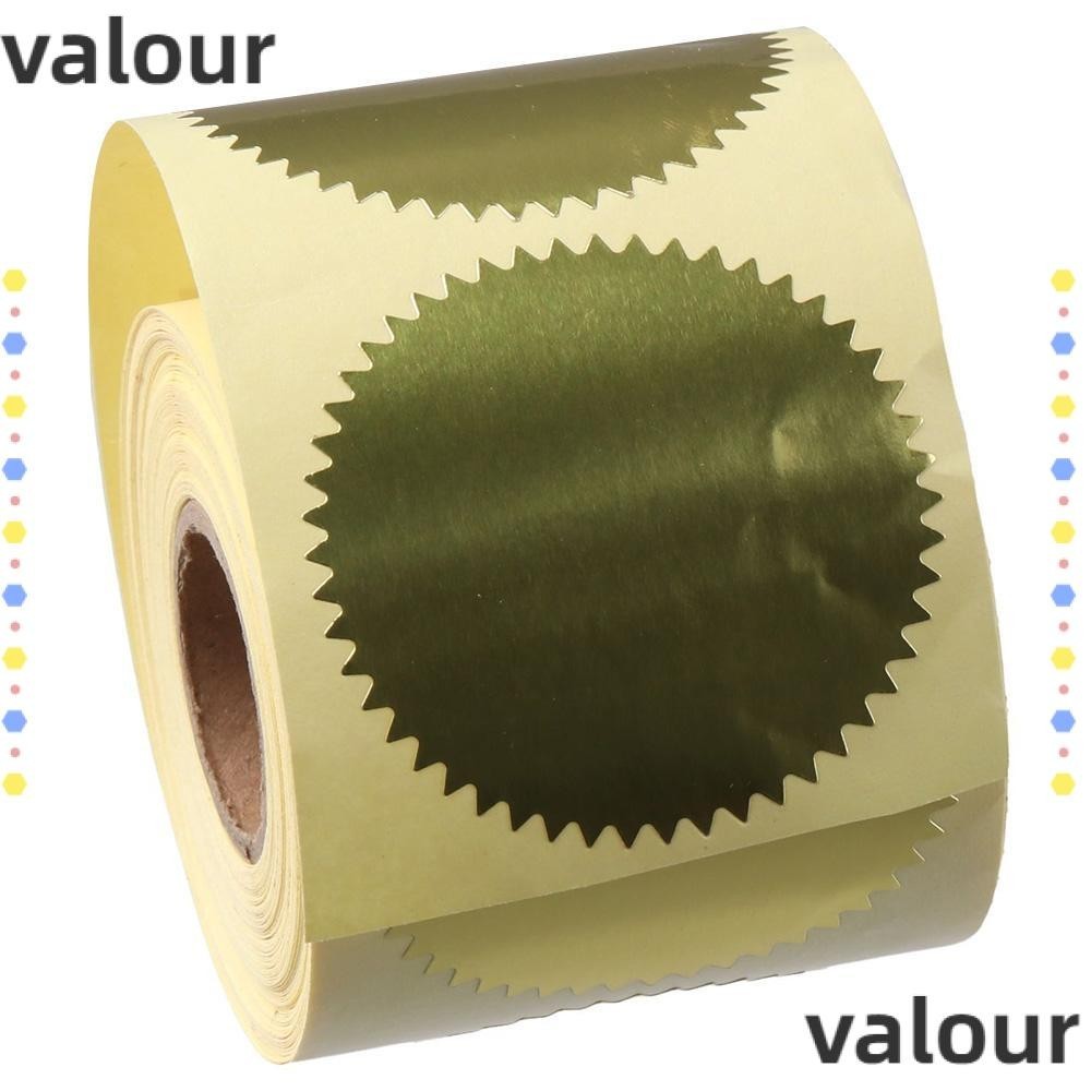 Valour สติกเกอร์ฉลาก โลหะ ทรงกลม ขอบหยัก สีทอง มีกาวในตัว 2 นิ้ว สําหรับติดตกแต่ง