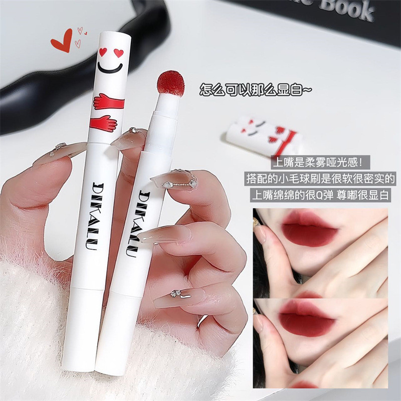 Lip Powder Cream Cushion Lip Cream Matte Lip Glaze ลิปสติก Lip Mud Non-Fading Non-Stick Cup Whitenin