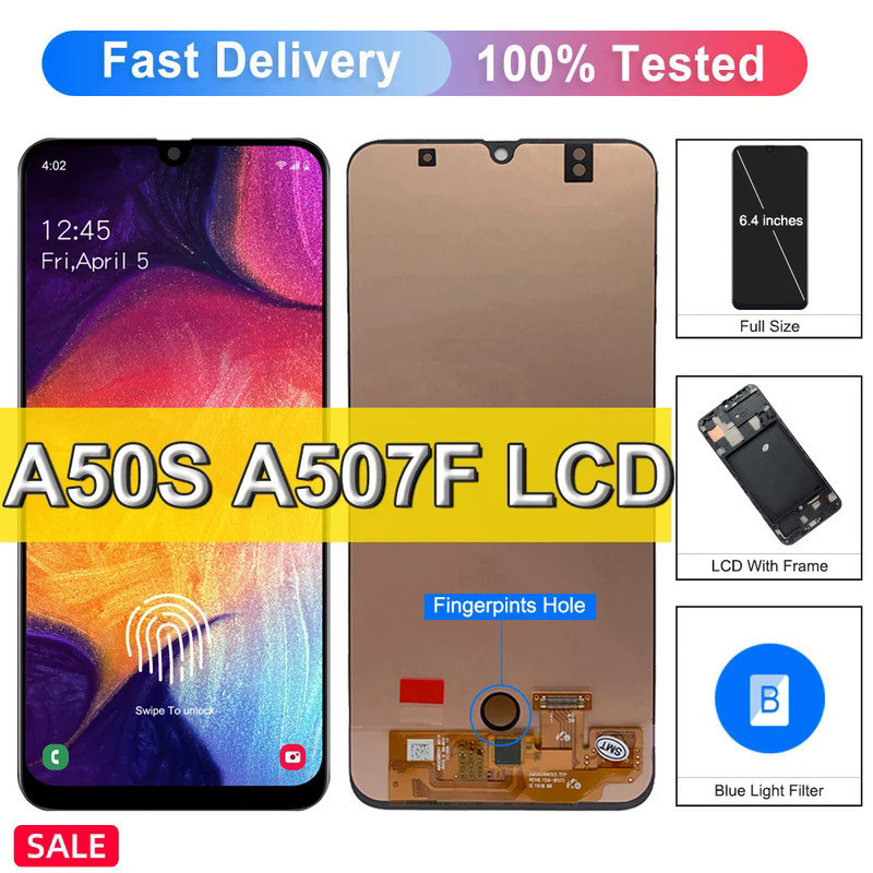 OLED/ORI LCD สําหรับ Samsung Galaxy A50s A507F A507FN จอแสดงผล LCD ลายนิ้วมือ, สําหรับ Galaxy A50S ห