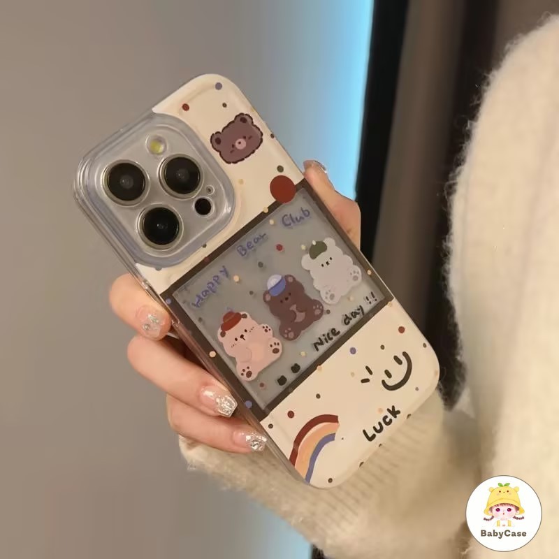 หมีหมวกน่ารักสีรุ้งน่ารัก เคส Redmi 9C A1 12C 9T 10C 9A 10 13C 9 12 Note 8 10 11 13 12 9 Pro Max Poco C55 C65 M3 X5 X6