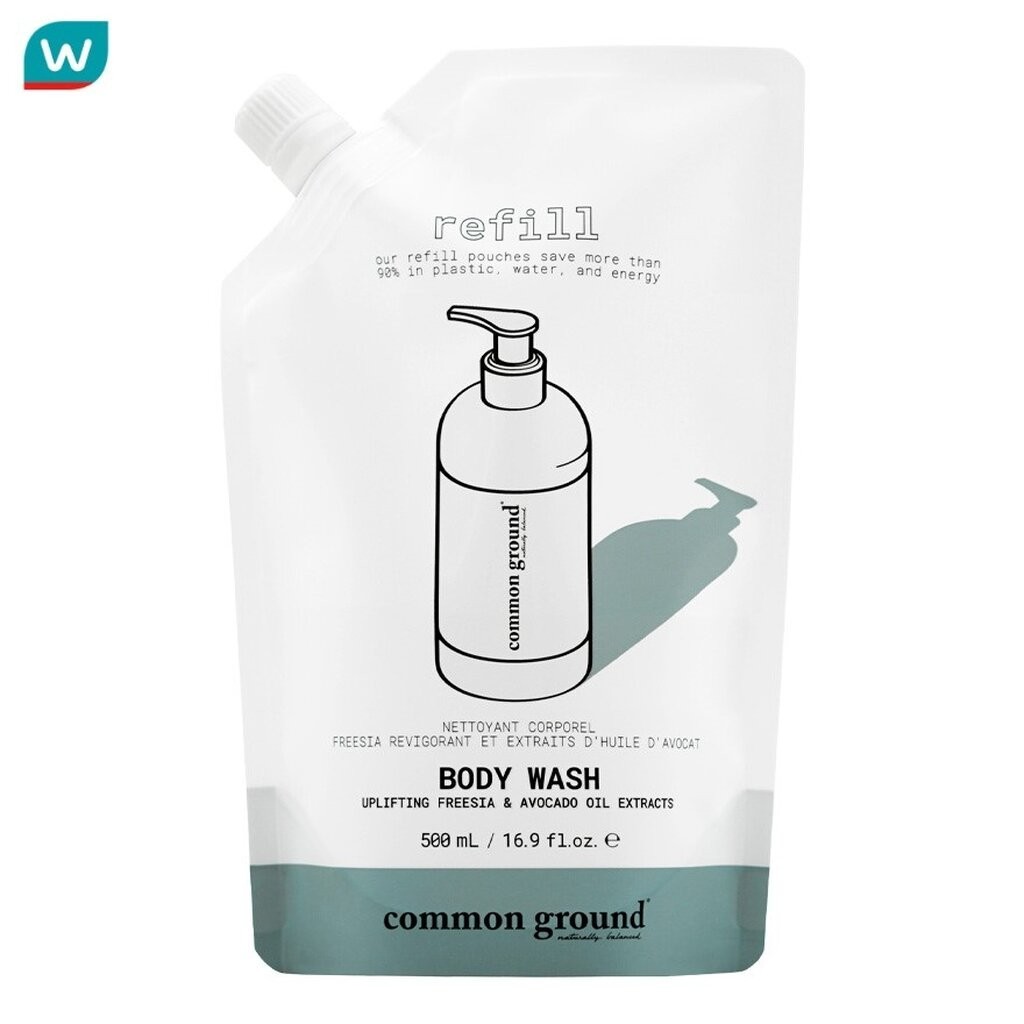 Common Ground คอมมอน กราวด์ เจลอาบน้ำ รีฟิล กลิ่นอัพลิฟท์ติ้ง ฟรีเซียและสารสกัดอะโวคาโด 500 มล.