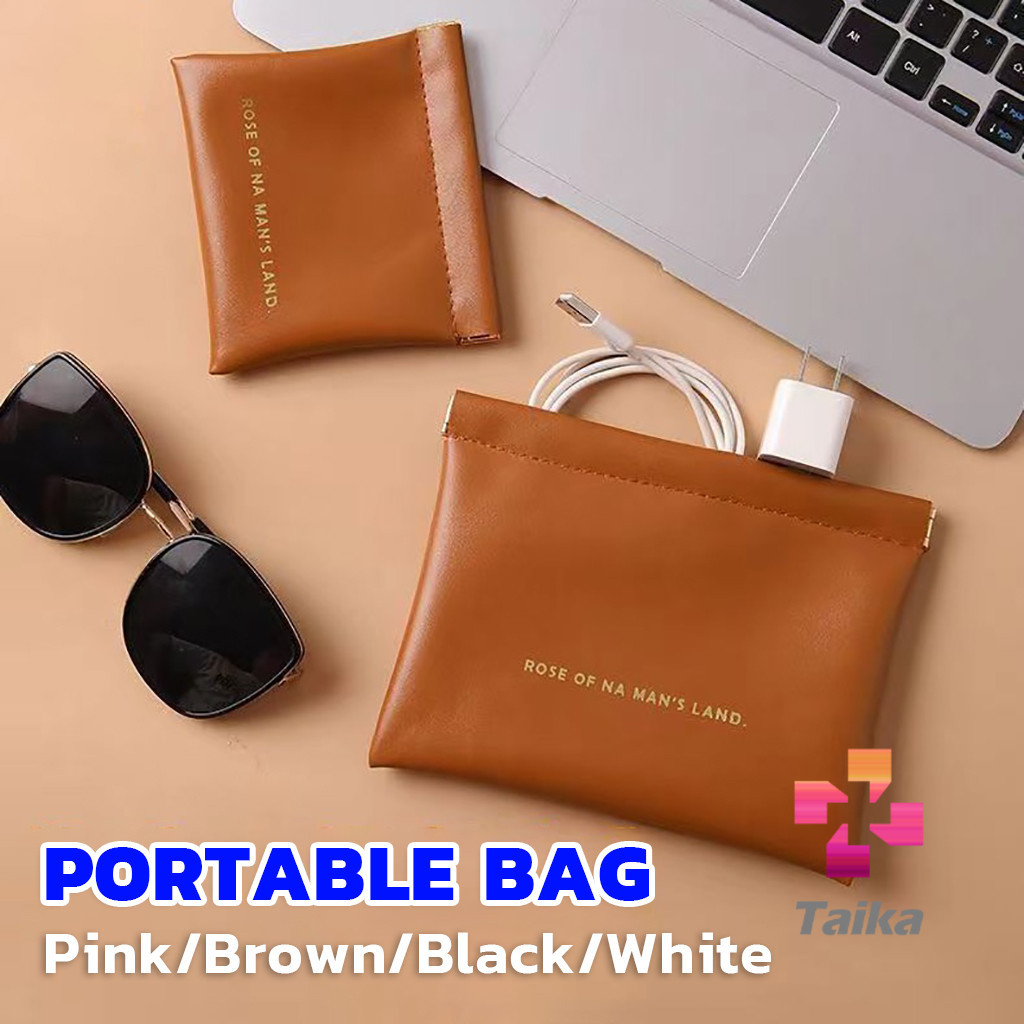 Taika กระเป๋าพกพา สีพื้น เรียบหรู ใส่เครื่องสําอาง แบบพกพา Portable bag