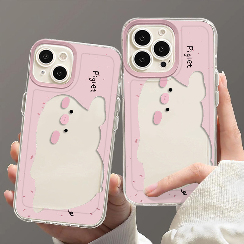 บุคลิกภาพน่ารัก Hollow Out รูปแบบหมูกรณี IPhone 15 14 13 12 11 Pro Max SE 2020 6 7 8 Plus กล้องกันกระแทก X XR XSMAX ป้องกันซิลิโคนเคสโทรศัพท์