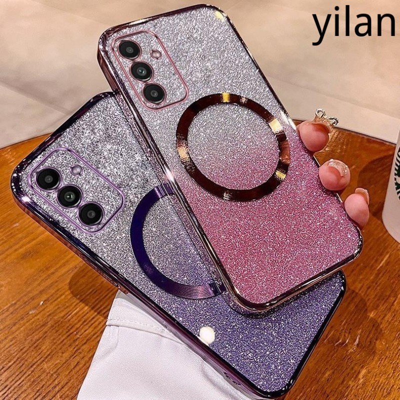 เคส Samsung A55 A15 A25 A35 A05S A04S A14 A24 A34 A54 5G เคสโทรศัพท์เคสโทรศัพท์แฟลชชุบแม่เหล็กชาร์จไร้สายพร้อมฟิล์มป้องกันกล้อง เคสโทรศัพท์ Samsung A55 A15 A25 A35 A05S A04S A14 A24 A34 A54 5G