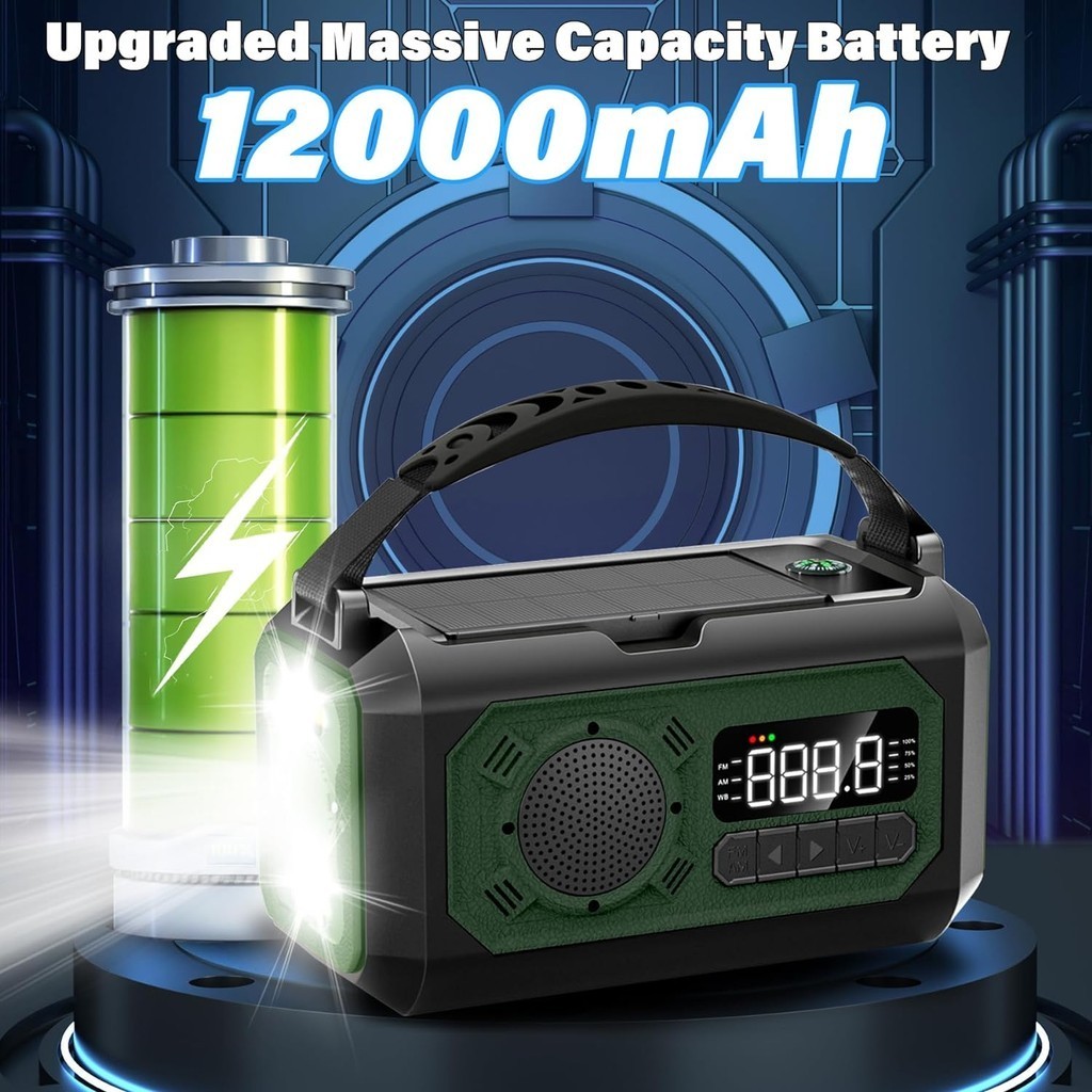 วิทยุสภาพอากาศฉุกเฉิน,วิทยุมือหมุนวิทยุพลังงานแสงอาทิตย์แบบพกพาam/fm/noaaวิทยุ2แผงพลังงานแสงอาทิตย์3วิธีชาร์จซอสปลุกไฟฉายชาร์จโทรศัพท์เข็มทิศโคมไฟอ่านหนังสือ