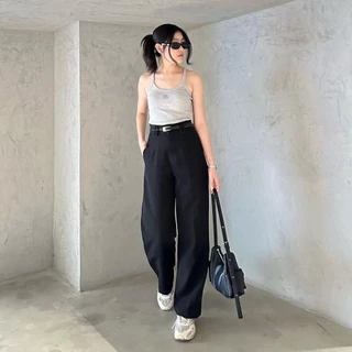 EMMA PANT | กางเกงขายาวเอวสูง หูคู่ เก็บพุงหมาน้อย ทรงกระบอกกลาง ใส่ทำงานได้