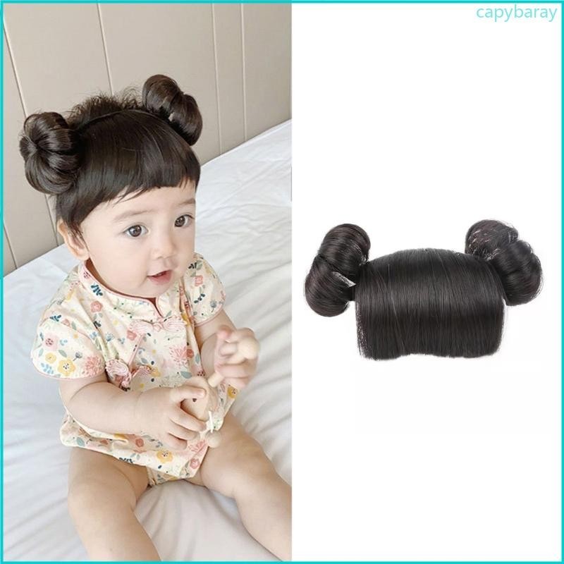 Cpy Girls Bun Headbands เครื่องประดับผมเด็กเด็กวัยหัดเดินวิกผม Bangs ทารก Headwear น่ารัก Bun Shape Headdress