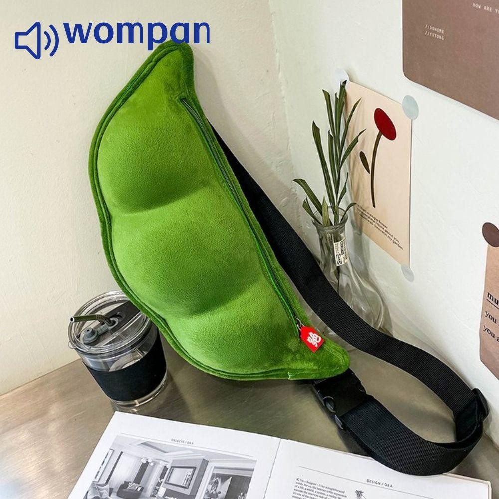 Wompan กระเป๋าสะพายรูปถั่ว,ความจุขนาดใหญ่สีเขียวตุ๊กตากระเป๋าMessengerผู้หญิง,แฟชั่นซิปกระเป๋าถือผู้หญิง