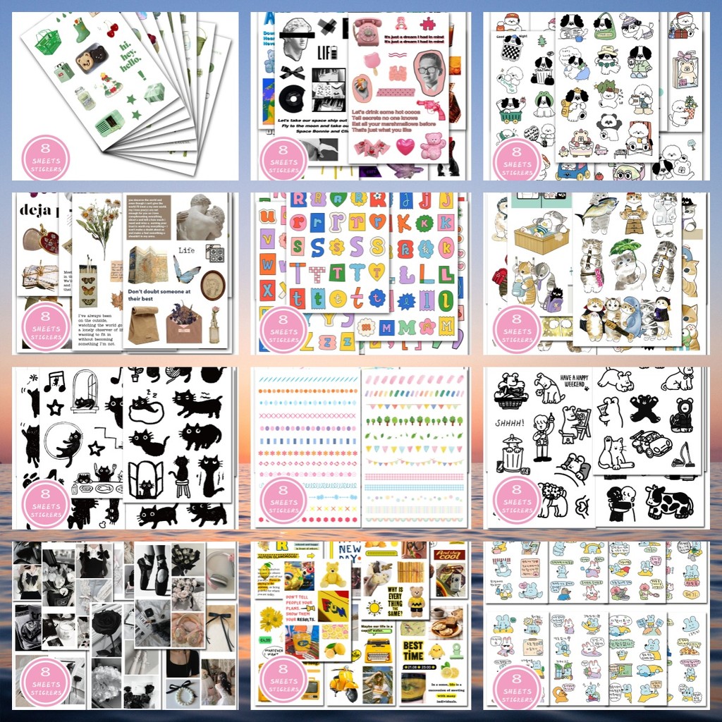 Ready Stockhot 8PCS/SET ข้อมูลจําเพาะ: 10CM * 15CM Cartoon Creative Stickers เหมาะสําหรับพื้นผิวเรียบ เช่นแล็ปท็อป ตู้เย็น โทรศัพท์ ฯลฯ