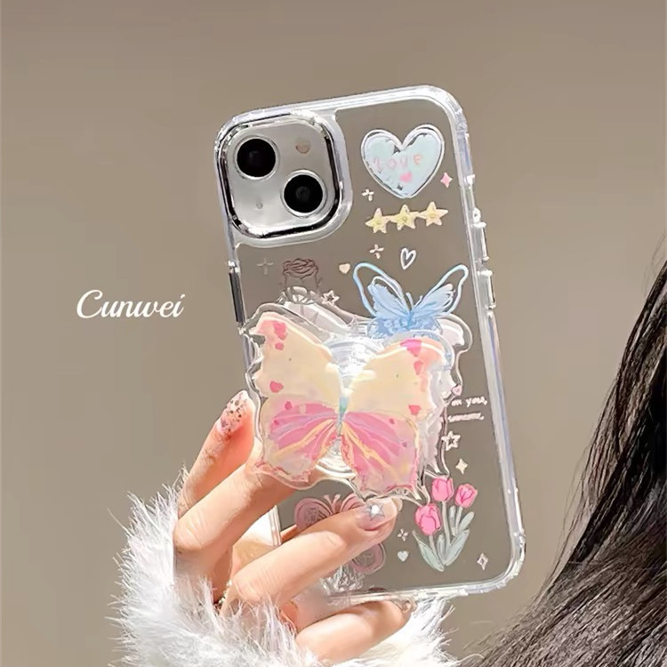 วงเล็บผีเสื้อเหมาะสําหรับsamsung S24ultraเคสโทรศัพท์ซิลิโคนพื้นผิวกระจกS22 + สไตล์เกาหลีS23fe/s20 แฟชั่นA54 InfluencerสาวA53a34 High-End Sense s10+Niche note20 Shock-resistant