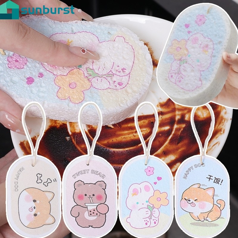 ฟองน้ําทําความสะอาดเยื่อฝ้าย-ขจัดคราบน้ํามันเศษผ้า-ฟองน้ําทําความสะอาดสองด้าน-สําหรับหม้อกระทะ-ฟองน้ําล้างจานเช็ด-บีบอัดกําจัดสิ่งสกปรกบนฟองน้ํา-ครัวล้างเครื่องมื