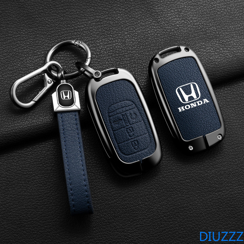 โลหะผสม + หนังกุญแจรถสําหรับ Honda Civic 11th Accord HR-V CR-V CRV 2023 2024 อุปกรณ์เสริมระยะไกลรถ-Styling พวงกุญแจ