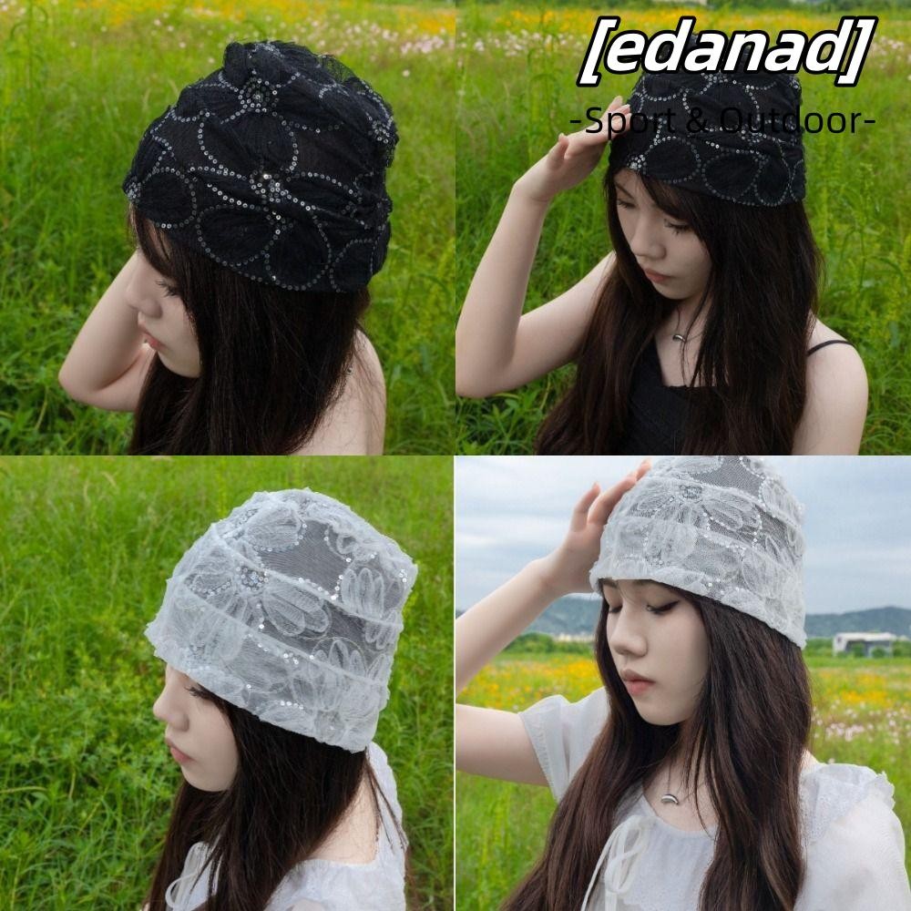 Edanad หมวกนางฟ้า, ลูกไม้ดอกไม้หวาน Sun Shading หมวกสไตล์ชนบท, ดีไซน์บางหวาน Breathable Hollowed Out Bandanas ผม