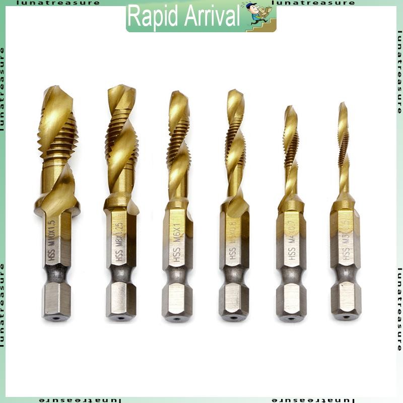 Lun 1PC Hex Shank M3-M10 สําหรับไทเทเนียมชุบ HSS มือสกรูด้ายเมตริกแตะเจาะ