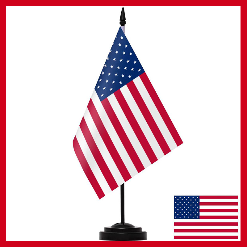 USA Deluxe Desk FLAG set American US Desktop FLAG