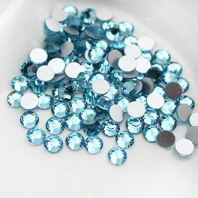 Ss4-ss34 Aquamarine rhinestone Flatback Non Hotfix กาวบนเล็บ Rhinestones Boutique และเกรด Top