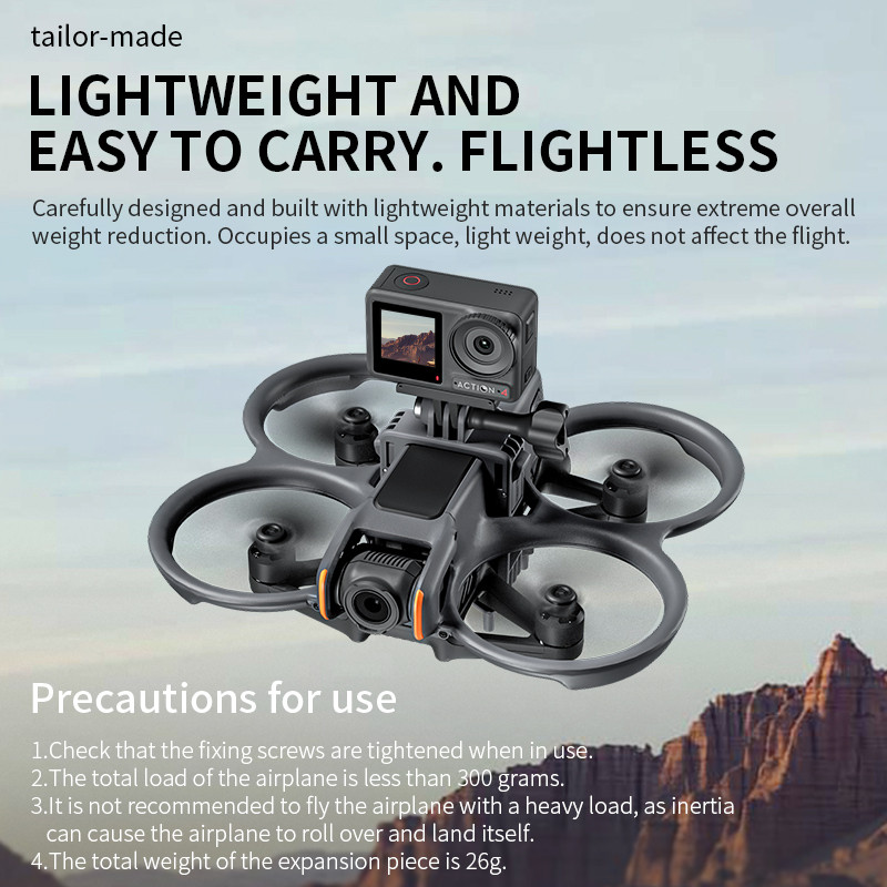 เข้ากันได้กับขายึดขยายบน DJI Avata 2 เป็นกล้องแอคชั่นแคมเมรา/เมาท์ซีรีส์ GoPro/Insta360