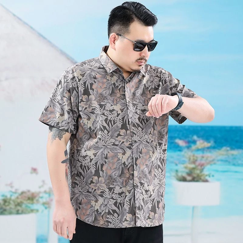 เสื้อแขนสั้นลายดอกไม้ลายพราง ไซส์ใหญ่ 50-150 กก. ชาย thumbnail 7