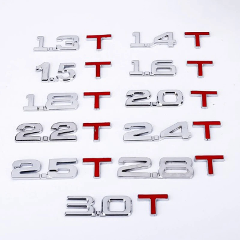 Car Displacement sticker Metal 1.3 1.4 1.6 1.8 2.0 2.5 2.8 3.0 T volume logo Car rear Trunk Emblem b