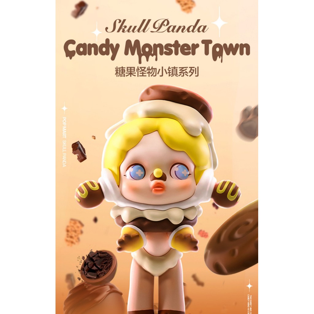 P POPMART POPMART Skullpanda Candy Monster Town Series Mystery Box Figure-Made เครื่องประดับอินเทรนด์น่ารักสาววันหยุดของขวัญวันเกิดผลิตภัณฑ์ของแท้