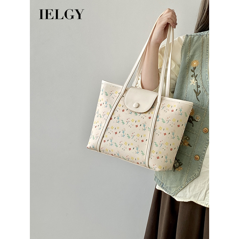 IELGY กระเป๋าหญิง High-End พิมพ์ Tote กระเป๋าขนาดใหญ่ความจุ One-Shoulder แบบพกพากระเป๋าใบใหญ่