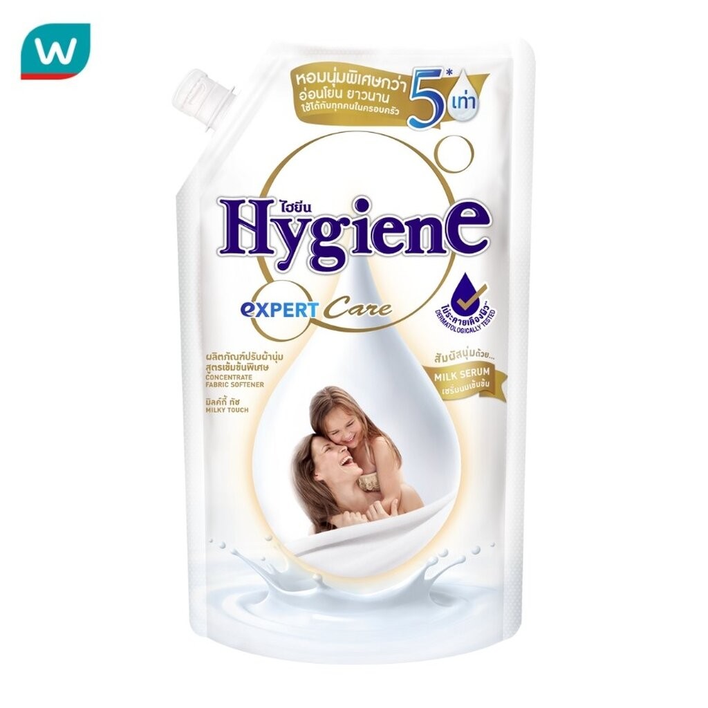 Hygiene ไฮยีน ผลิตภัณฑ์ปรับผ้านุ่ม เข้มข้นพิเศษ เอ็กซเพิร์ท แคร์ มิลค์กี้ ทัช ถุงเติม 480 มล.