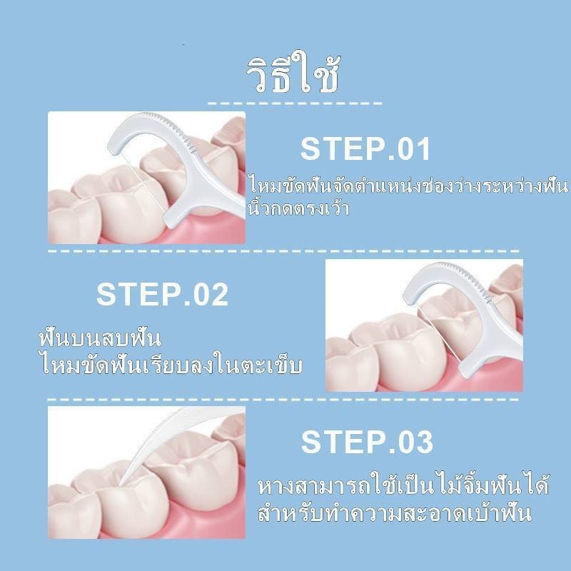 🦷ไหมขัดฟัน​ เส้นกลม 1กล่อง 50ชิ้น สุขภาพช่องปาก ของใหม่ ถูกมาก ไหมขัด ลดคราบพลัค🦷 - รูปที่ 2