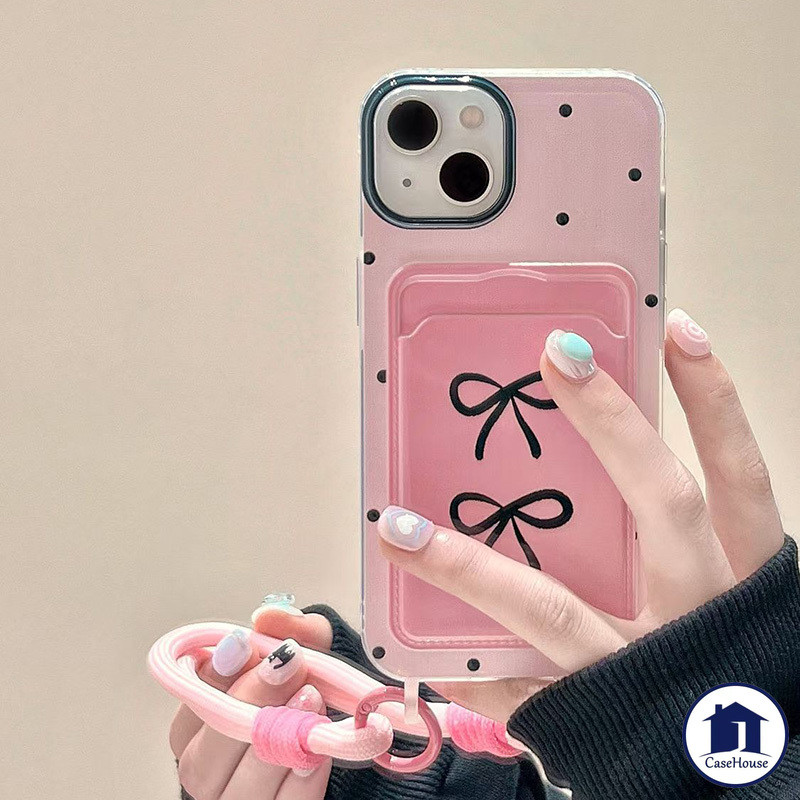 เคสแบบนิ่มพร้อมสายคล้องแบบผูกโบว์เรียบง่าย เข้ากันได้กับ IPhone 11 13 14 15 12 Pro Max 7Plus XR 15 11 13 12 14 Pro X XS