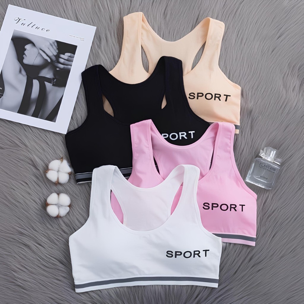 เสื้อซับในเด็ก สปอร์ตบรา ชุดชั้นในเด็กผู้หญิง ผ้าฝ้ายเนื้อนุ่ม ฟองน้ำในตัวถอดได้