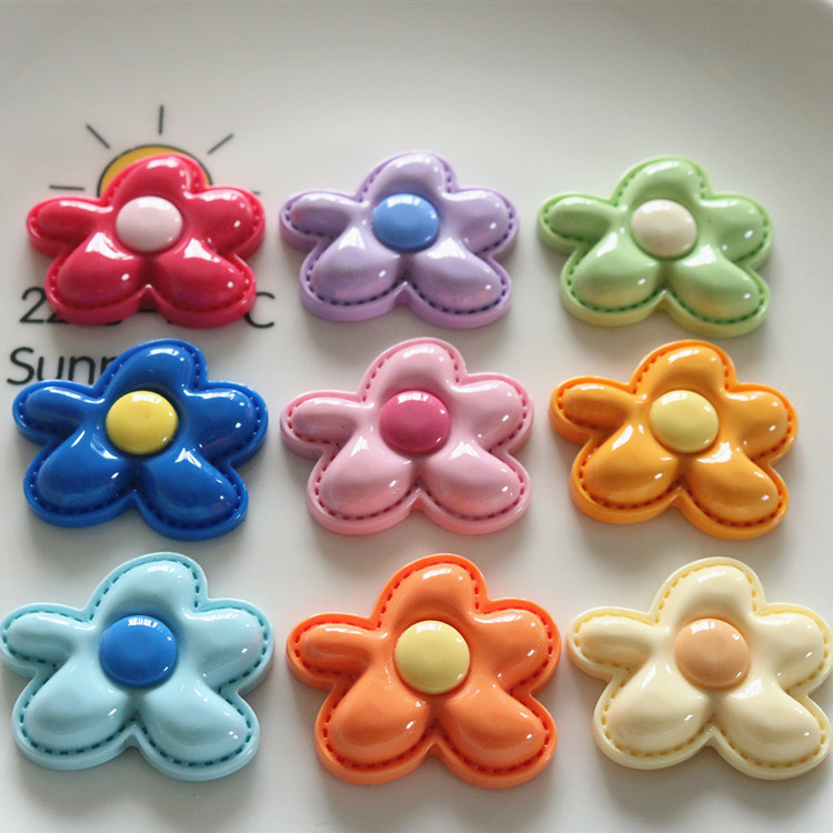 น่ารักดอกทานตะวัน designks Jibbits ห้ากลีบดอกไม้ Jbitz สําหรับออกแบบเรซิ่นดอกไม้ Croocs สําหรับเด็กรองเท้า Charms Pins ตกแต่ง