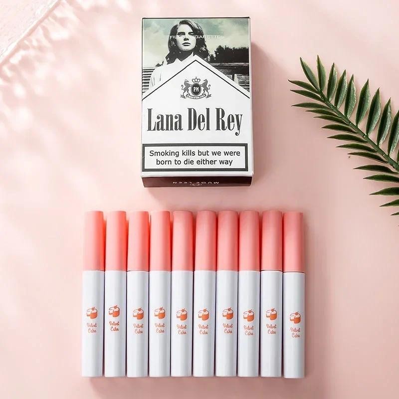 10 ชิ้น Lana Del Rey ลิปสติก Matte Non Stick Cup ลิปกลอสท่อควัน Lip Gloss ชุดกํามะหยี่ Liquid ลิปสติกยุโรปแต่งหน้า - รูปที่ 2