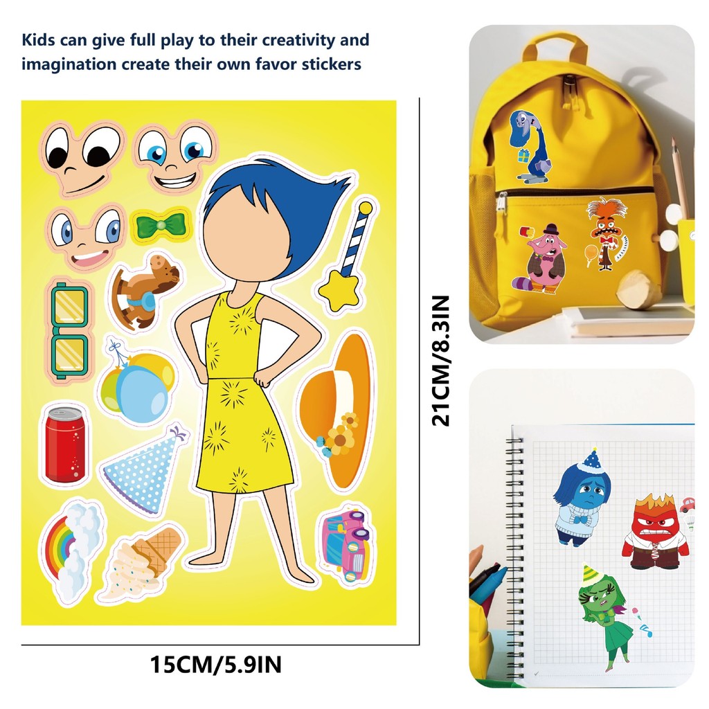 16sheepts/lot “ภายใน “ทําให้ใบหน้าของคุณเอง DIY สติกเกอร์ปริศนา Party Favors ของเล่นเด็กของขวัญวันเกิด ราคา ถูกที่สุด ดีลบีเคเค แกลเลอรีภาพที่ 2