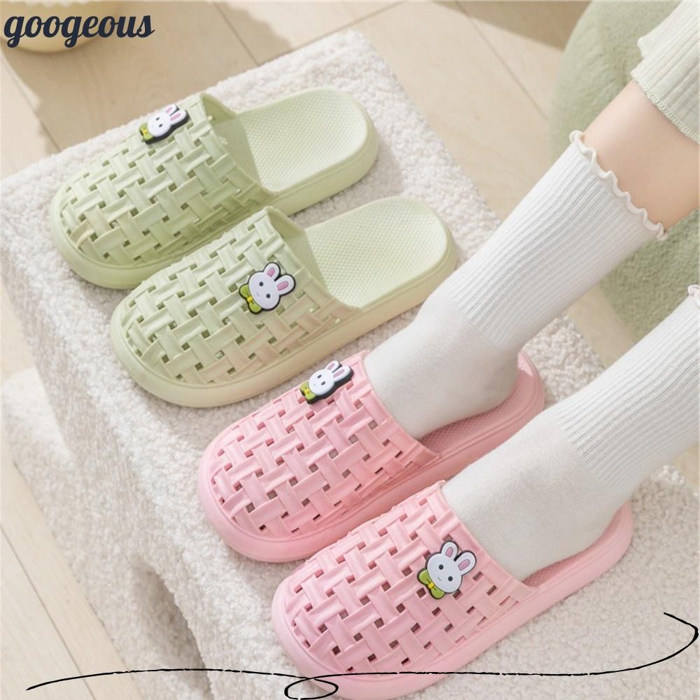 กูเกลัส รองเท้าแตะผู้หญิง,พีวีซีรูปแบบกระต่ายน่ารักพลิก ล้มเหลว,แฟชั่นลื่นนุ่มสีทึบรองเท้าลําลองใช้ในบ้าน