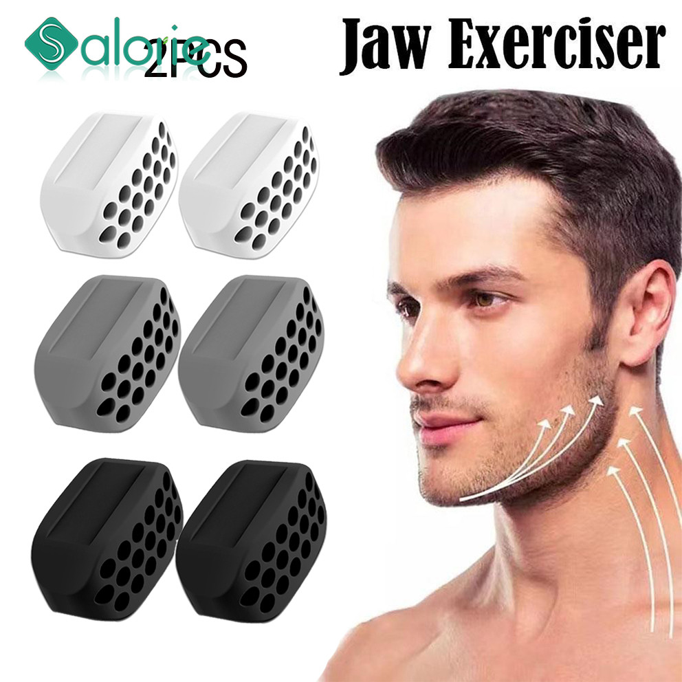 Salorie 2PC Mandibular Exerciser ซิลิโคน Jaw Line Exerciser คอ Ball Trainer ซิลิโคนออกกําลังกาย Masseter Strengthener สายรัด Facial