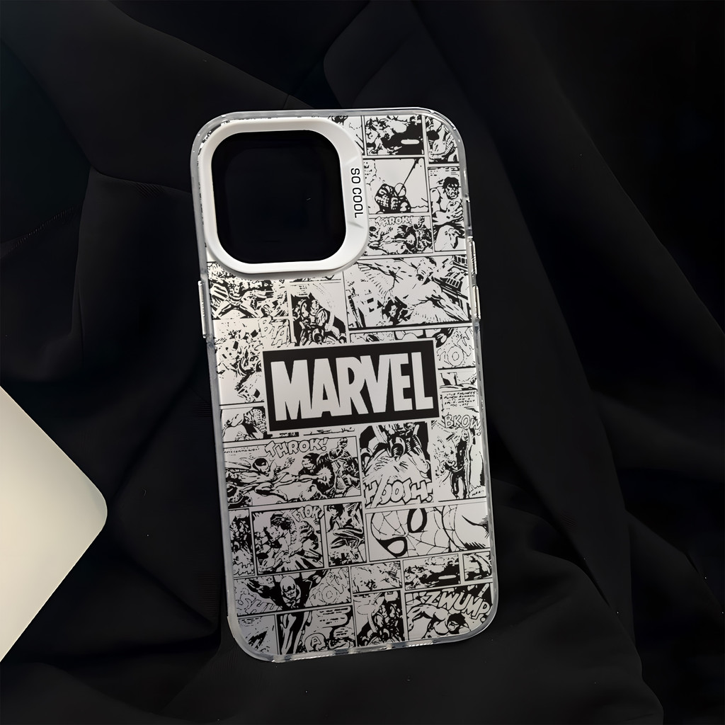 มาร์เวล marvel เคสสําหรับiphone 16 Pro Max 15 14 XR 13 11 12 Pro Max 8 7 6 6S Plus X Xs Max Se 2020 13 12 11 แฟชั่นชุบโลหะCool Creativeแบรนด์อินเทรนด์เคสซิลิโคนอ่อนนุ่ม