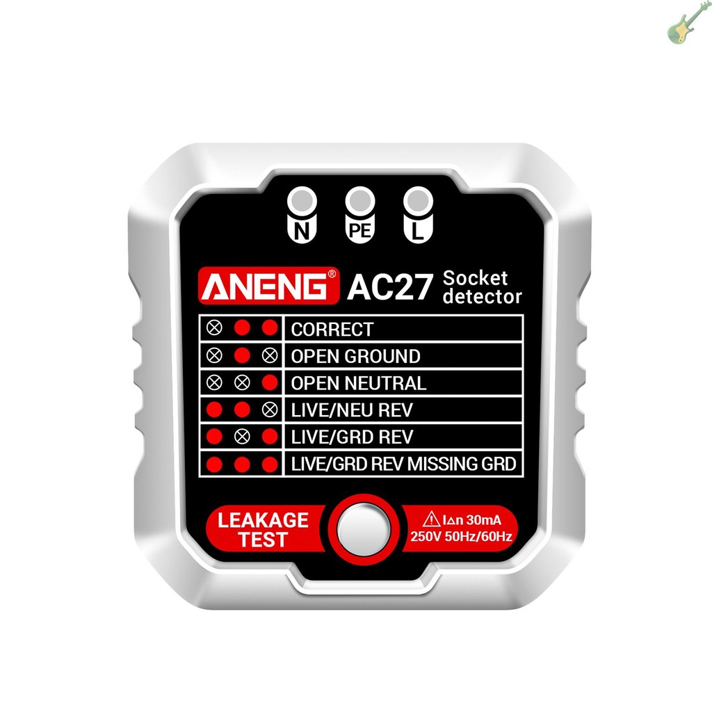 Sss ANENG Outlet Tester 250V Fast Detection Socket Tester Receptacle Detector ปลั๊กการรั่วไหล Polari