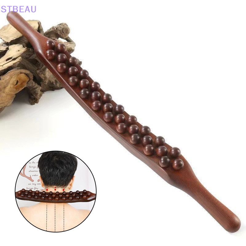 [cxSTBEAU] 37 ลูกปัด Universal Back Massage Tendons Scraping Stick Point Treatment Gua Sha Relax Therapy Tool เครื่องนวดหน้าท้อง (พลาสติก) MME