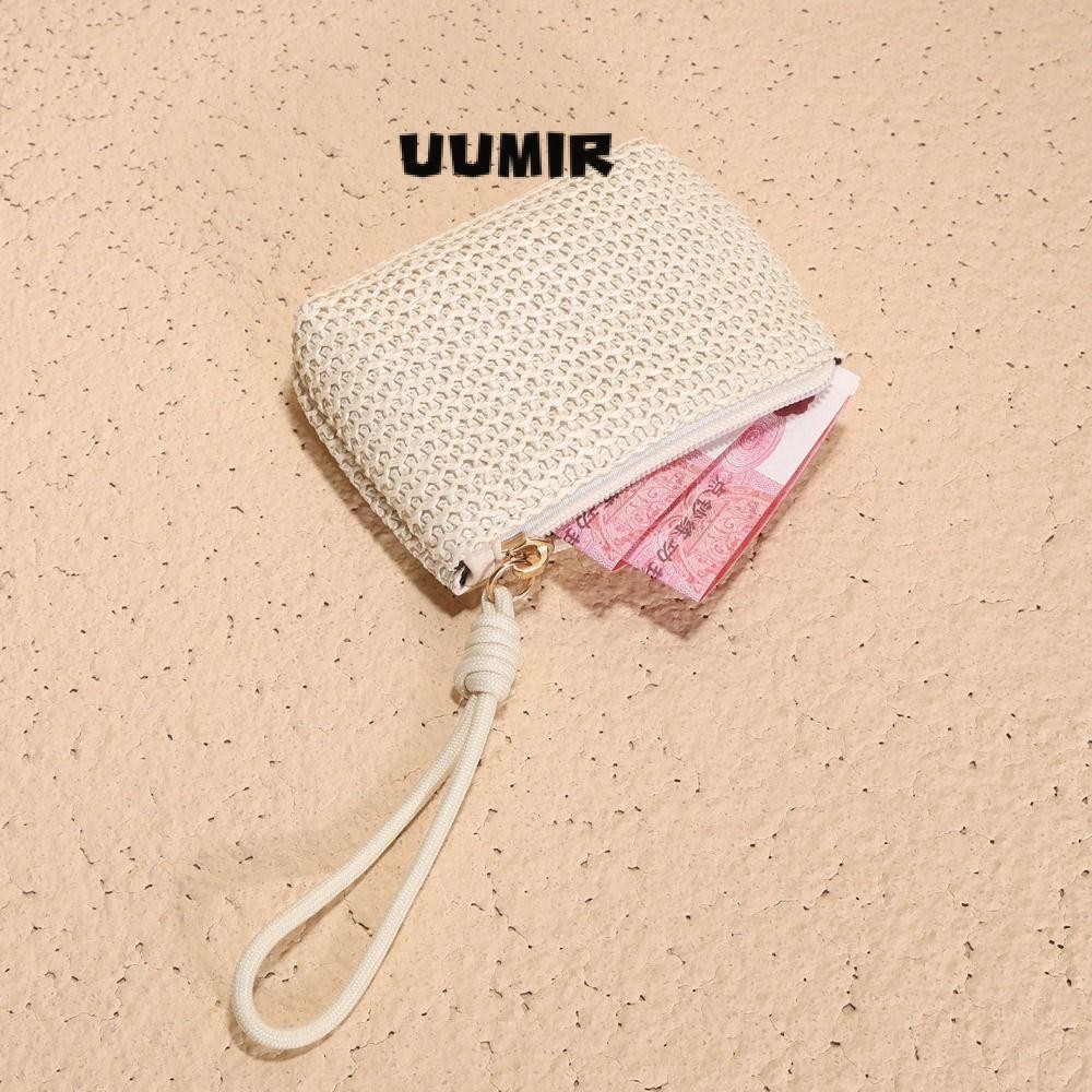 UUMIR กระเป๋าใส่เหรียญ,กระเป๋าสตางค์มีซิปขนาดเล็ก,ที่ใส่บัตรฟางที่ทนทานผู้หญิงเด็กผู้หญิง