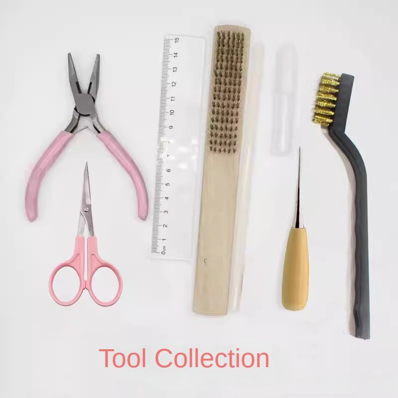 Moru ตุ๊กตาทำ DIY หัตถกรรมเครื่องมือคอลเลกชันจักรเย็บผ้าบิดติดขนสัตว์รู้สึกทุ่มเทที่ยอดเยี่ยมสุทธิกรรไกรสว่านแปรงลวด